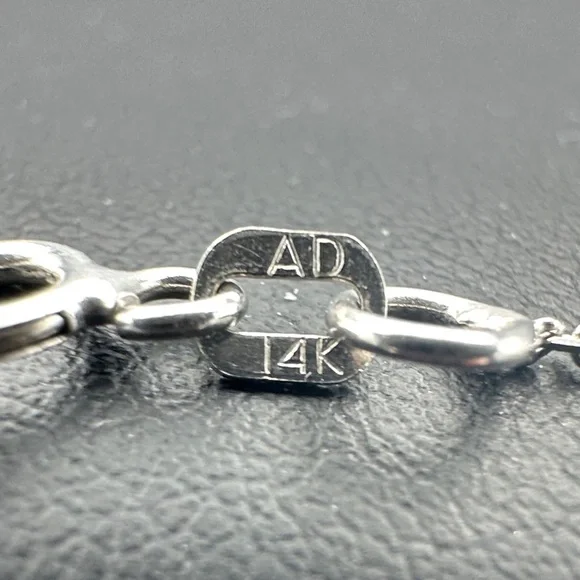 14k Gold Necklace with Beaded Accents and Diamonds - Picture 2 of 5